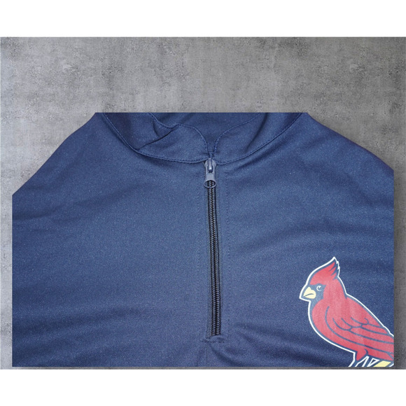 St. Louis Cardinals Performance Polo Shirt XL Blue Red Half Zip Raglan Athletic - Picture 4 of 7